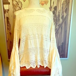 Knit print extra flowy long sleeve arms